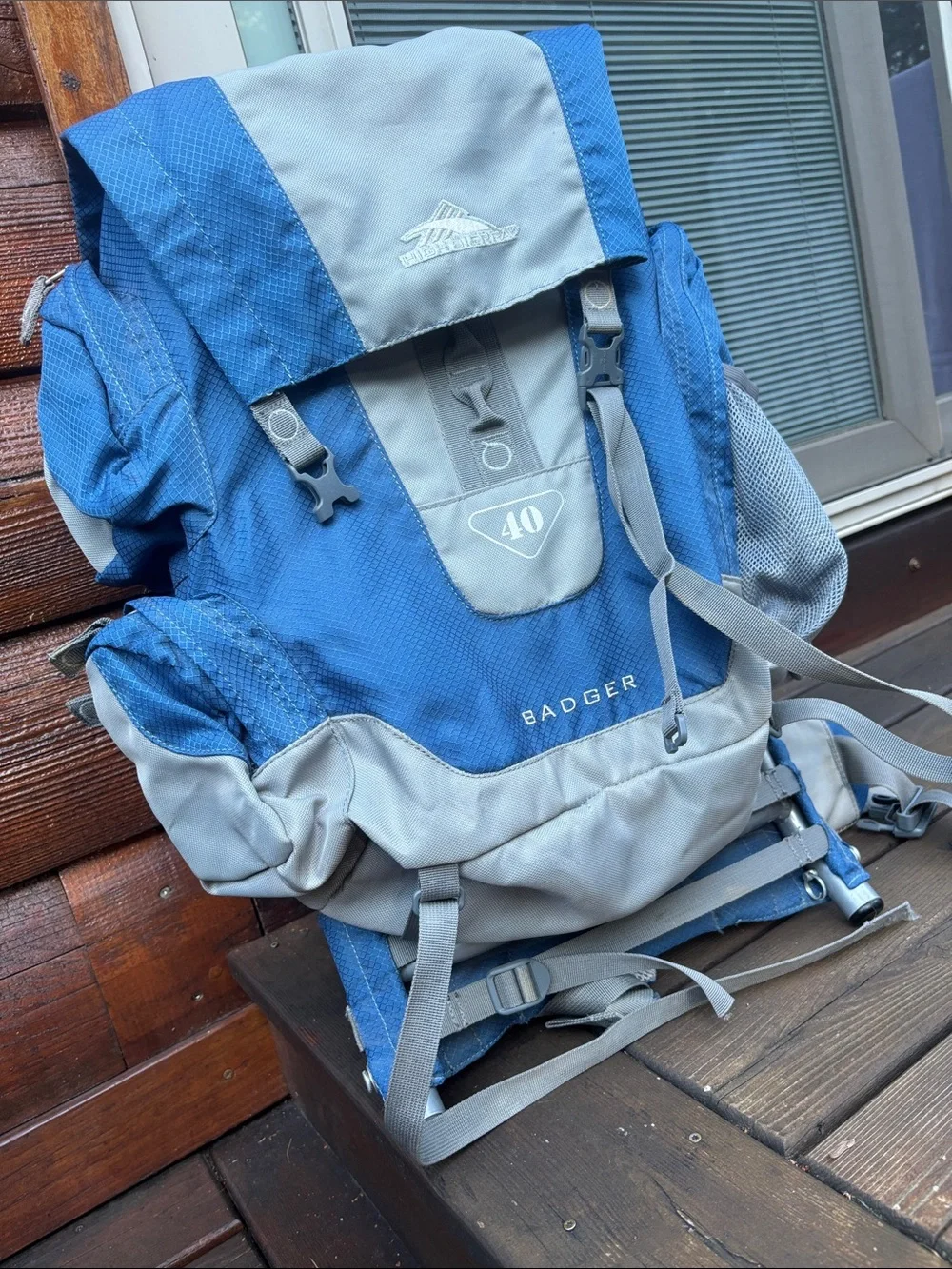 High Sierra Blue and Gray Hiking Backpack with External Frame